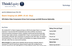 See why Ashok Kumar, PhD, CFA (ThinkEquity) maintains a BUY on Beamr